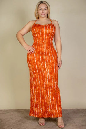 Plus Size Tie Dye Printed Cami Bodycon Maxi Dress Capella 