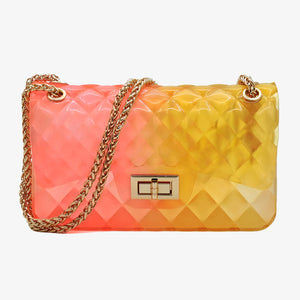 Quilt Embossed Multi Color Jelly Shoulder Bag Fashion World 