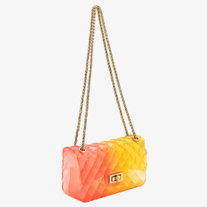 Quilt Embossed Multi Color Jelly Shoulder Bag Fashion World 