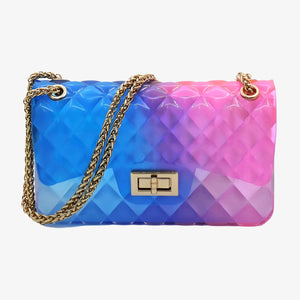 Quilt Embossed Multi Color Jelly Shoulder Bag Fashion World 