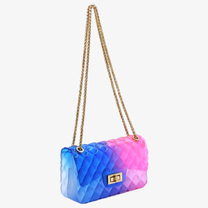 Quilt Embossed Multi Color Jelly Shoulder Bag Fashion World 
