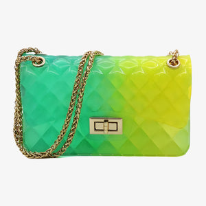 Quilt Embossed Multi Color Jelly Shoulder Bag Fashion World 
