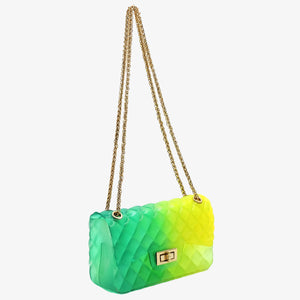 Quilt Embossed Multi Color Jelly Shoulder Bag Fashion World 