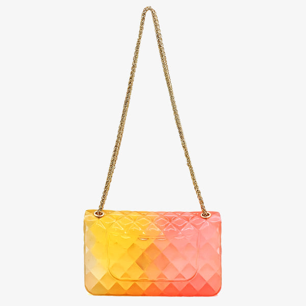 Quilt Embossed Multi Color Jelly Shoulder Bag Fashion World 