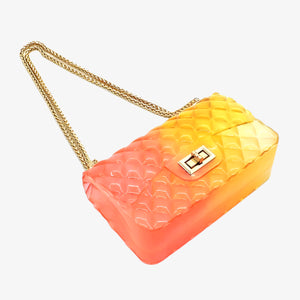 Quilt Embossed Multi Color Jelly Shoulder Bag Fashion World 