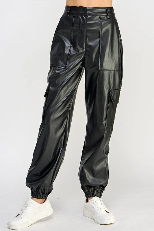 RELAXED VEGAN LEATHER CARGO PANTS Sweet Generis 