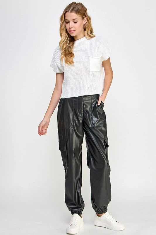 RELAXED VEGAN LEATHER CARGO PANTS Sweet Generis 