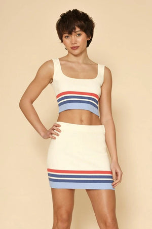 Retro striped two piece knit skirt set Miss Sparkling 