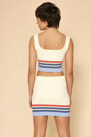 Retro striped two piece knit skirt set Miss Sparkling 