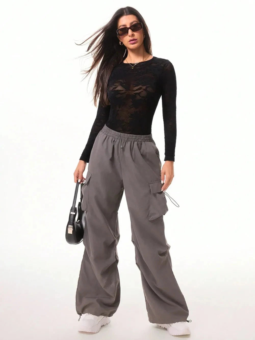 Round Neck Long Sleeve Lace Bodysuit Trendsi 