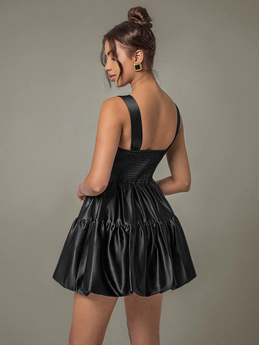 Ruched Square Neck Wide Strap Mini Dress Trendsi 