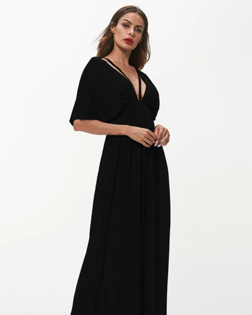 Shiny Strappy Neck Maxi Dress Trendsi 