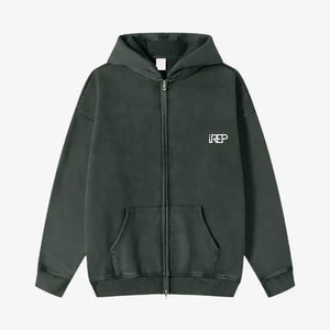 IREP Acid Washed Zip Hoodie - Washed Black/White ODMPOD 