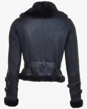 Womens Black Shearling Bomber Jacket n/a iRepBrand