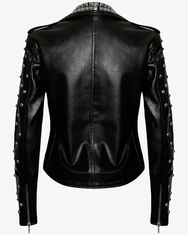 Womens Black Studded Brando Leather Jacket Studded Jacket iRepBrand