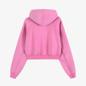 IREP Cropped Snow Washed Women's Hoodie - Pink/White ODMPOD 