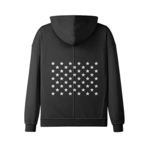 IREP 50 Stars Turtleneck Hoodie - Faded Black/White PODpartner 