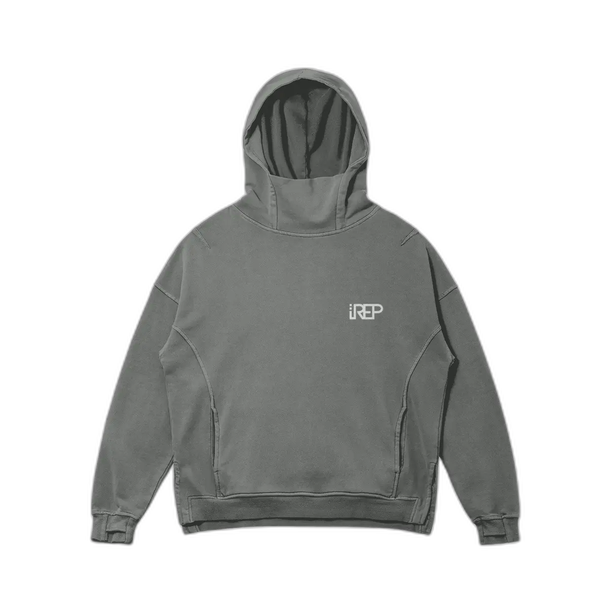 IREP 50 Stars Turtleneck Hoodie - Neutral Gray/White PODpartner 