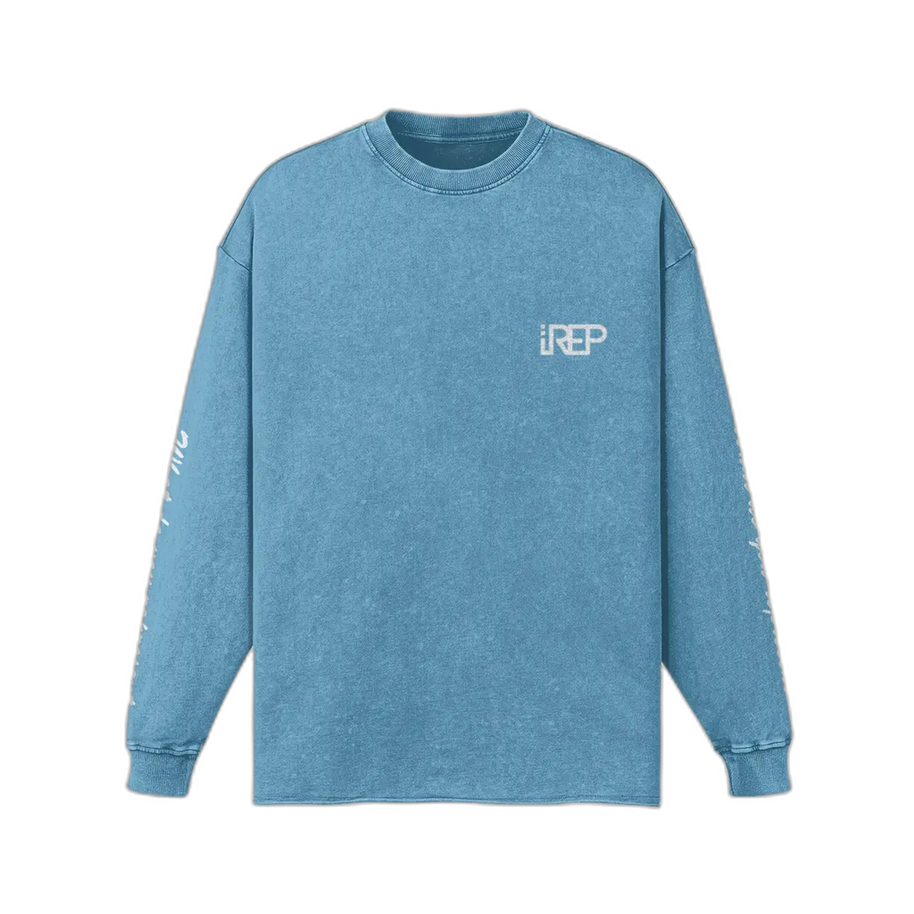 IREP Faded Long Sleeve T-shirt - Dusty Blue/White PODpartner 