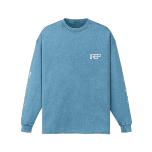 IREP Faded Long Sleeve T-shirt - Dusty Blue/White PODpartner 