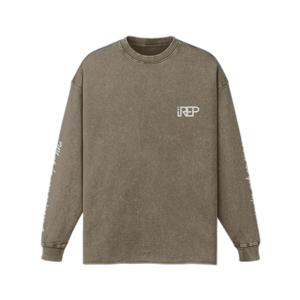 IREP Faded Long Sleeve T-shirt - Pastel Brown/White PODpartner 