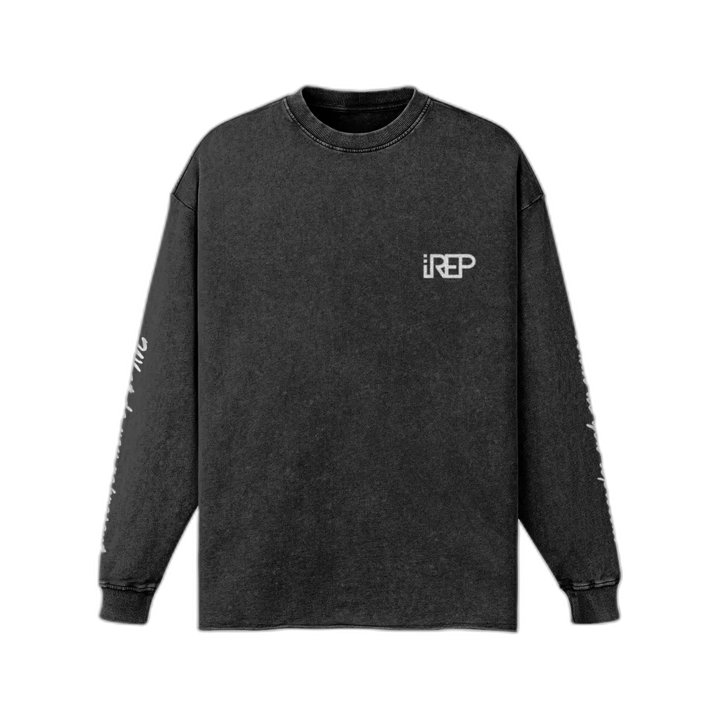 IREP Faded Long Sleeve T-shirt - Faded Black/White PODpartner 