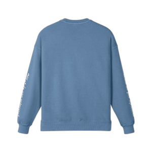 IREP Oversized Side Slit Faded Sweatshirt - Slate Blue/White PODpartner 