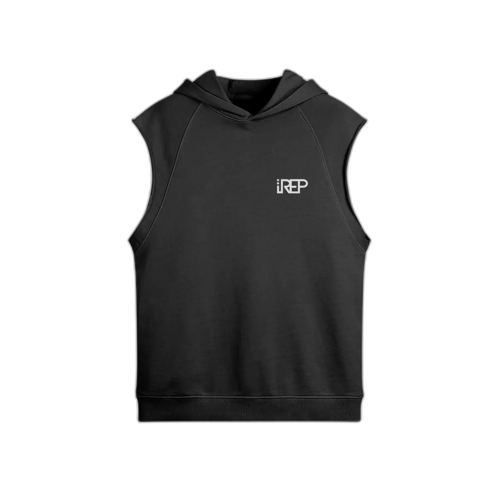 IREP Oversized Washed Sleeveless Hoodie - Black PODpartner 