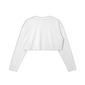 IREP Raw Hem Long Sleeve Women's Crop Top - White/Black PODpartner 