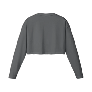 IREP Raw Hem Long Sleeve Women's Crop Top - Carbon Gray/White PODpartner 