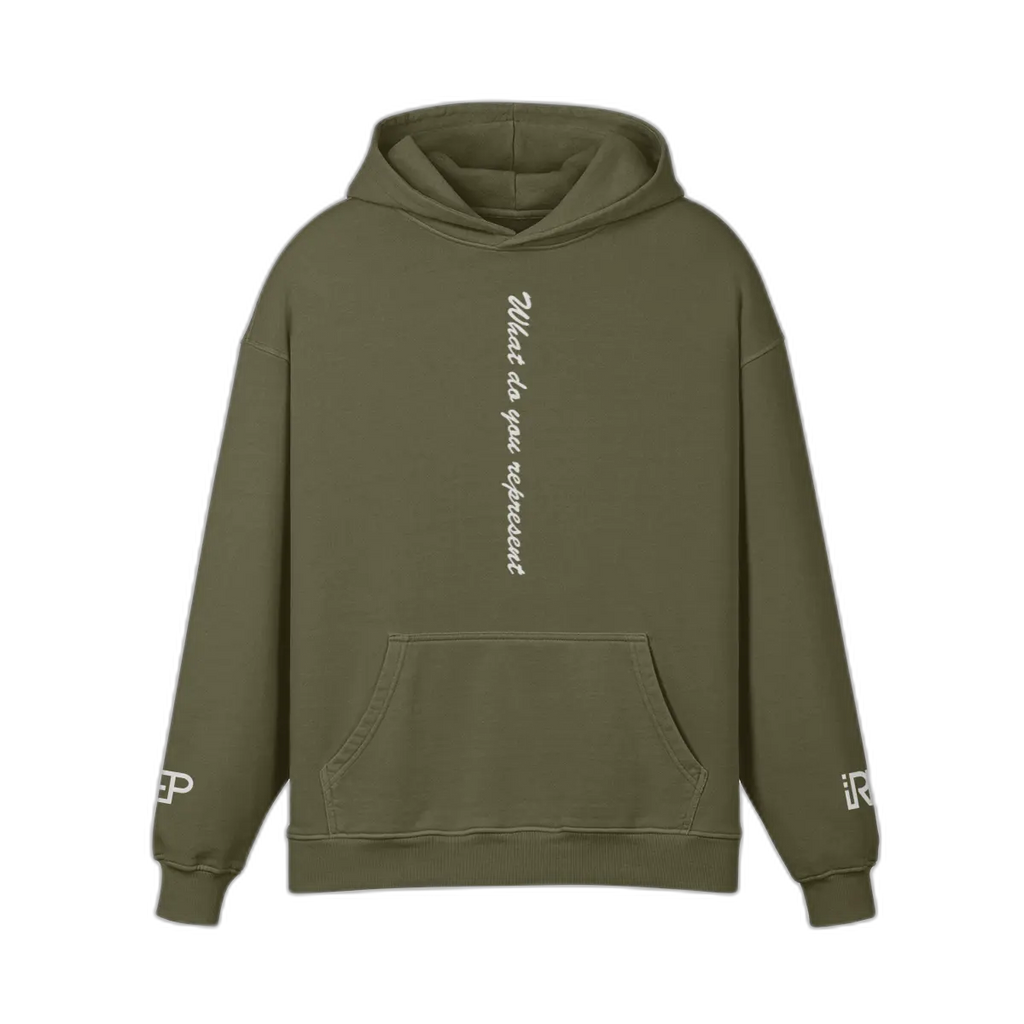 IREP Super Heavyweight Oversized Retro Hoodie - Olive Green PODpartner 