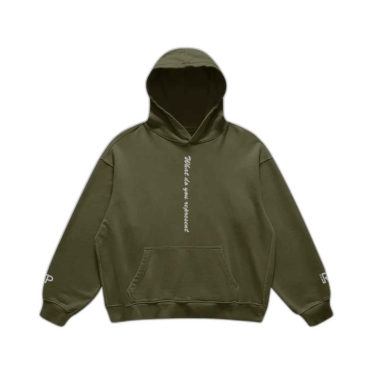 IREP Super Heavyweight Oversized Retro Hoodie - Olive Green PODpartner 