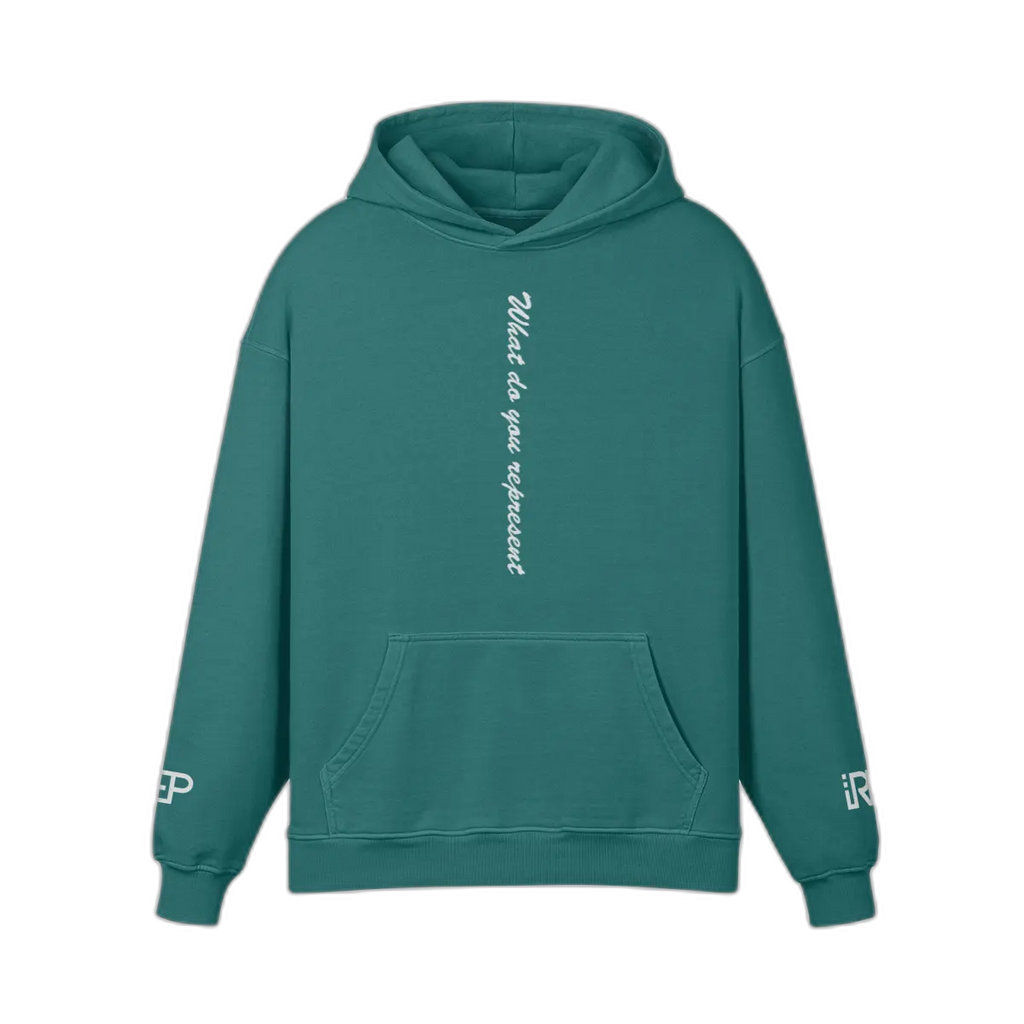 IREP Super Heavyweight Oversized Retro Hoodie - Blueish Green PODpartner 