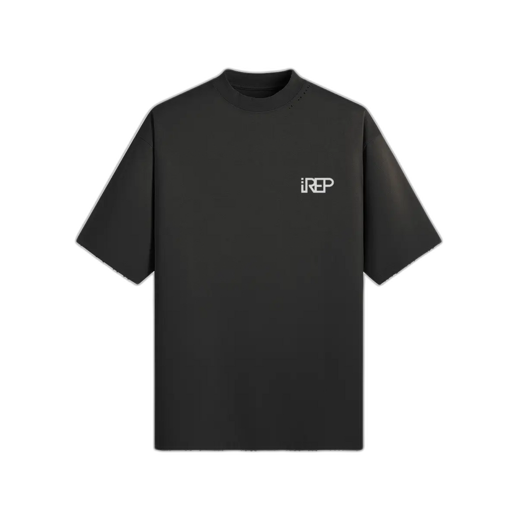 IREP Oversized Sun Faded Distressed T-Shirt - Black PODpartner 