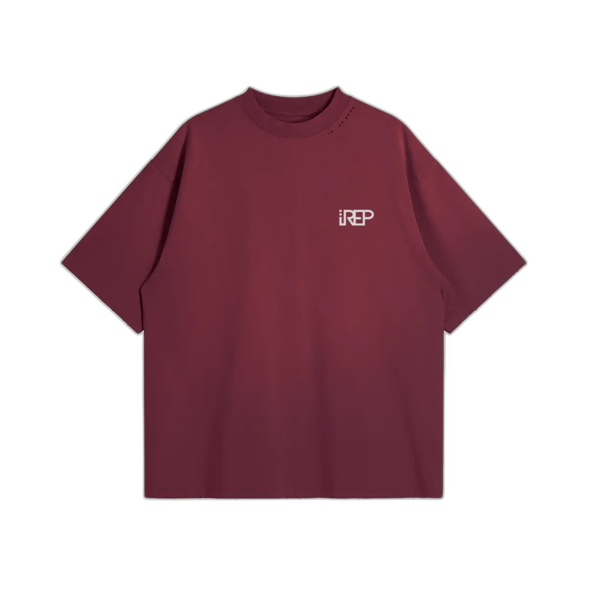 IREP Oversized Sun Faded Distressed T-Shirt - Burgundy PODpartner 